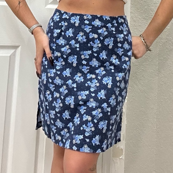 Vintage Y2k Route 66 Navy Floral Skirt - Picture 8 of 10